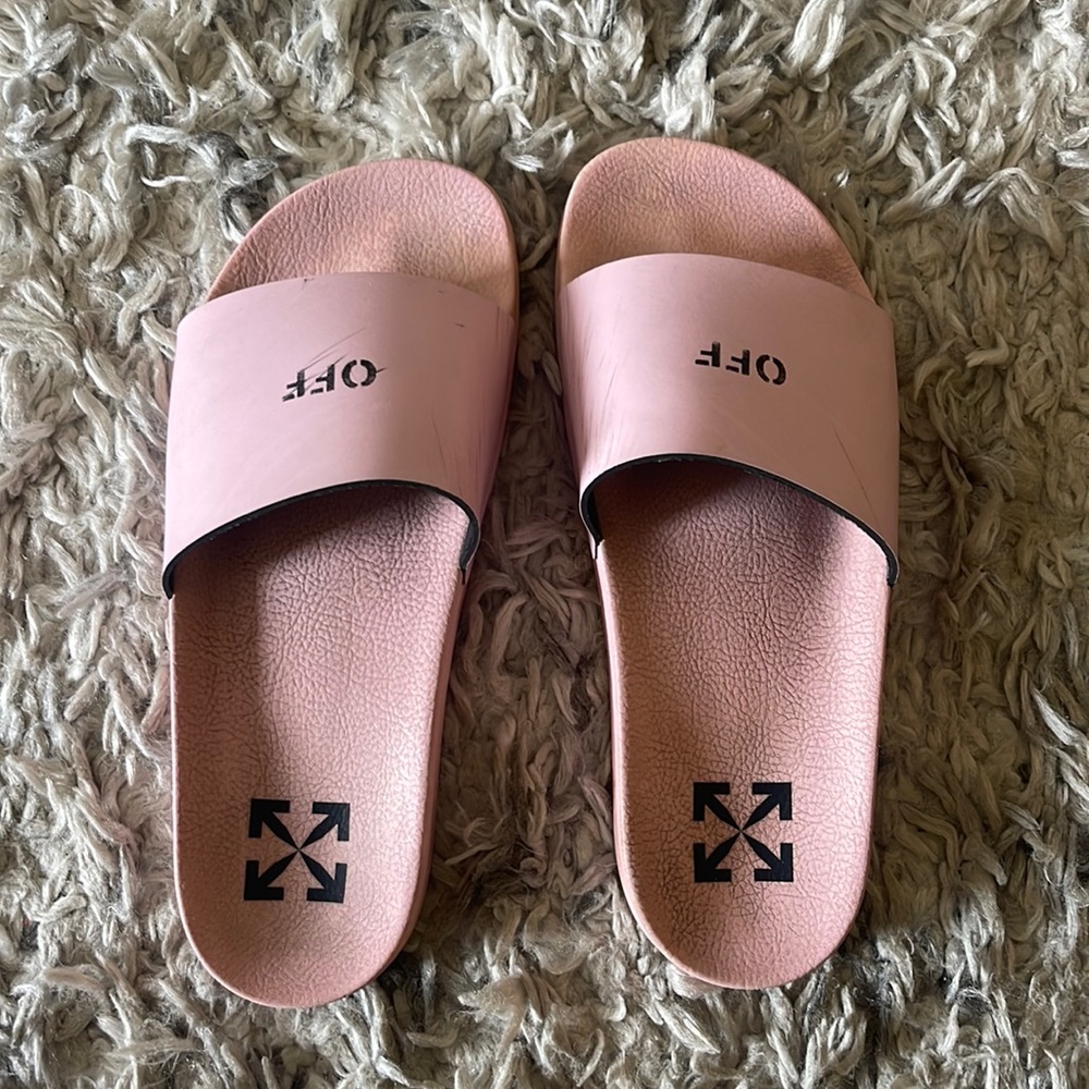 Off-White Logo Slide Pool Slide Sandal Pink